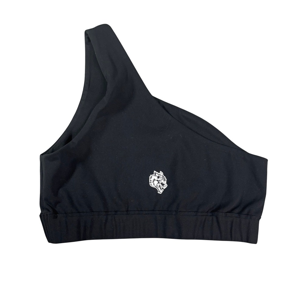 Darc Sport Athletics Women Black One Shoulder Wolf Logo Sports Bra XS